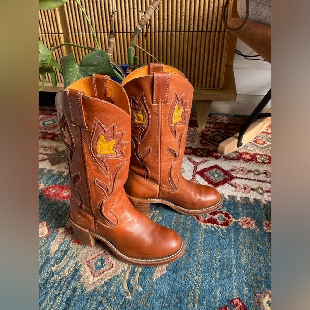 FRYE vintage Sabrina floral inlay cowboy Western boots size 6.5 - Picture 14 of 14